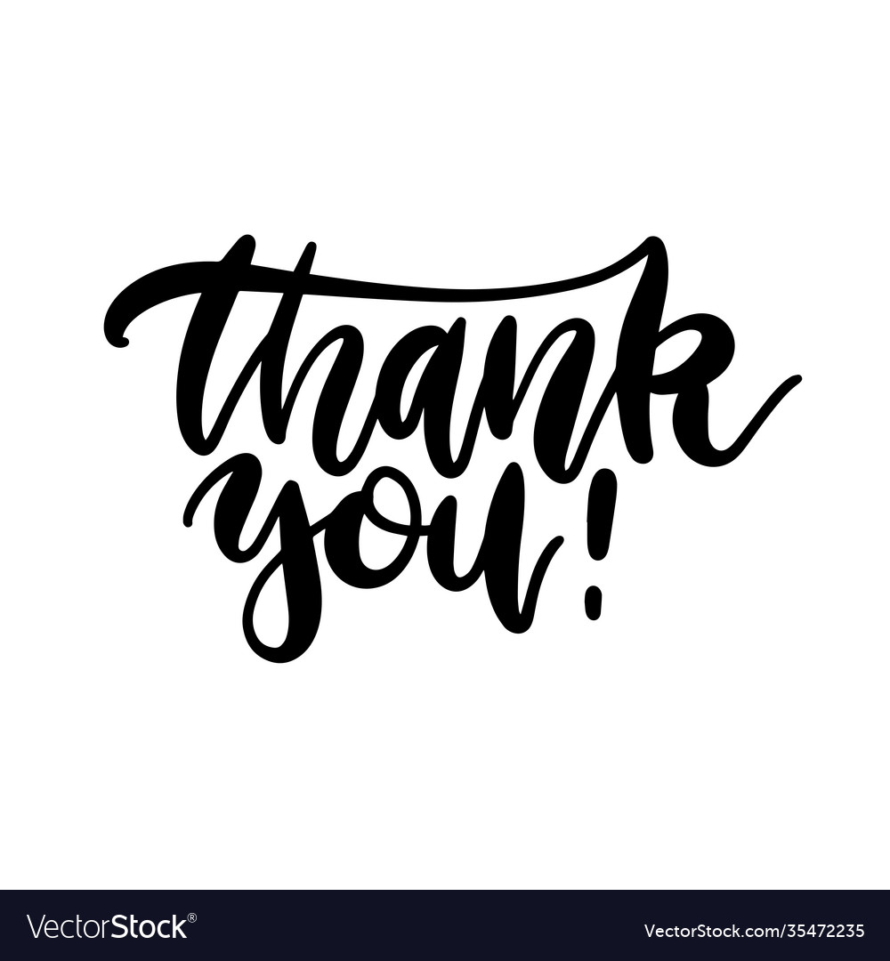 Thank you - handwritten black Royalty Free Vector Image