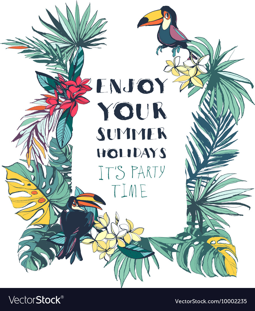 Tropical Floral Summer Beach Party Invitation With