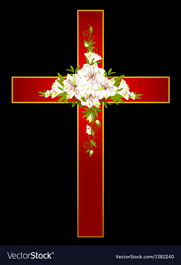 Flowers and a cross Royalty Free Vector Image - VectorStock