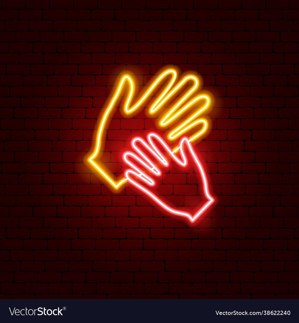 Hands charity neon sign Royalty Free Vector Image