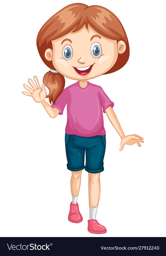 One happy girl in pink shirt Royalty Free Vector Image