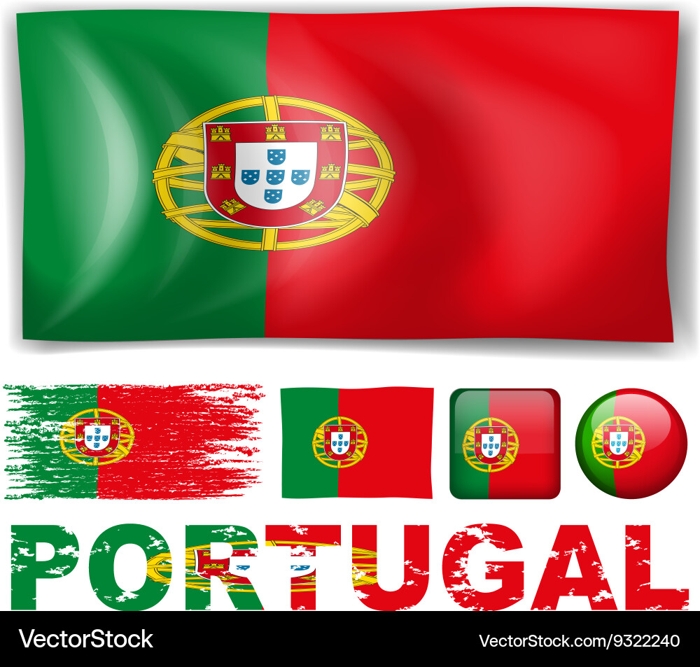 Portugal flag in different designs Royalty Free Vector Image