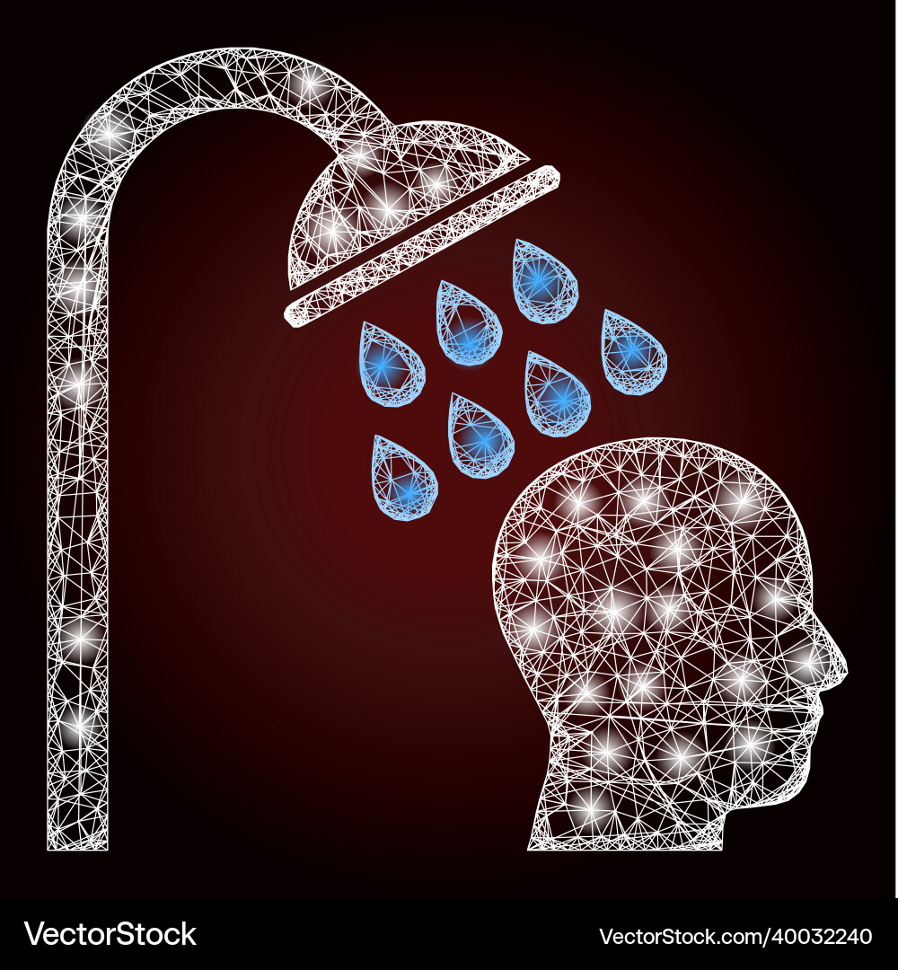 Shiny net mesh head shower with light spots Vector Image