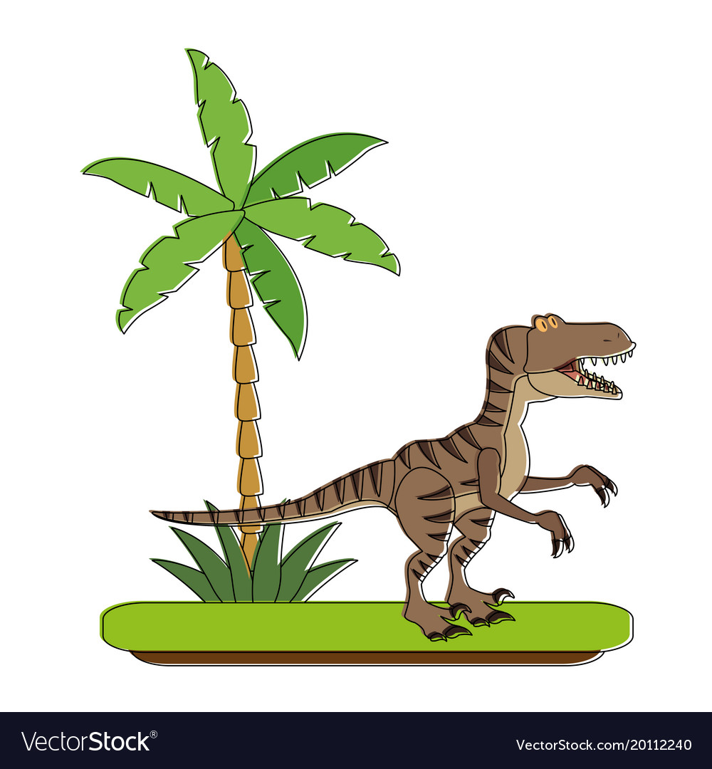 Trex dinosaur on forest cartoon Royalty Free Vector Image