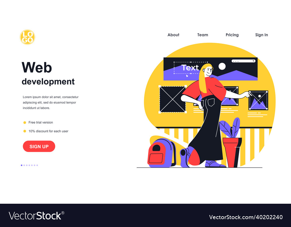 Web development banner concept Royalty Free Vector Image