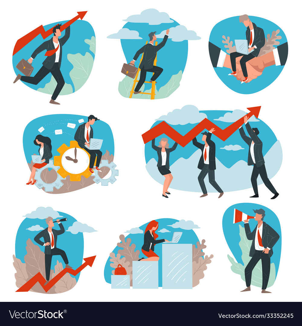 Business team development and achievement Vector Image