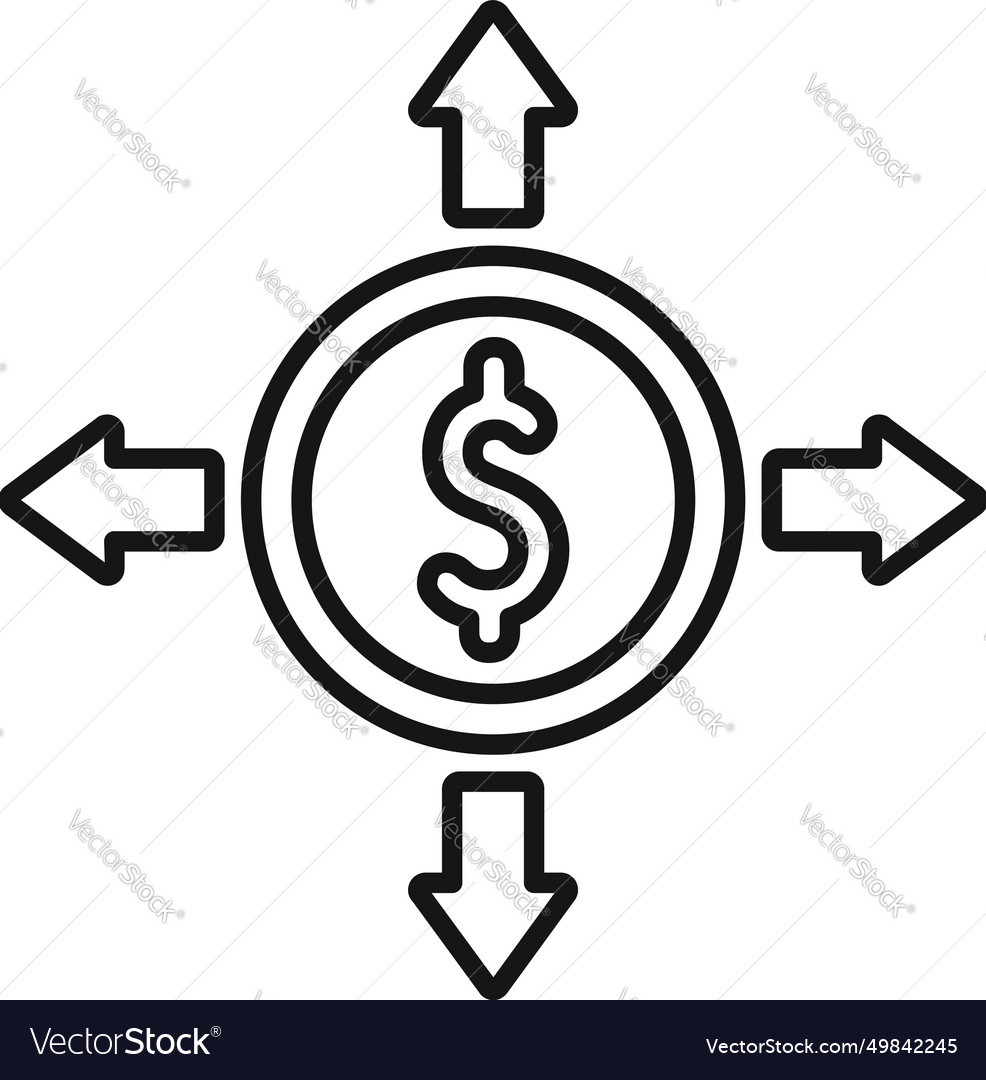 Change coin money icon outline social deal Vector Image