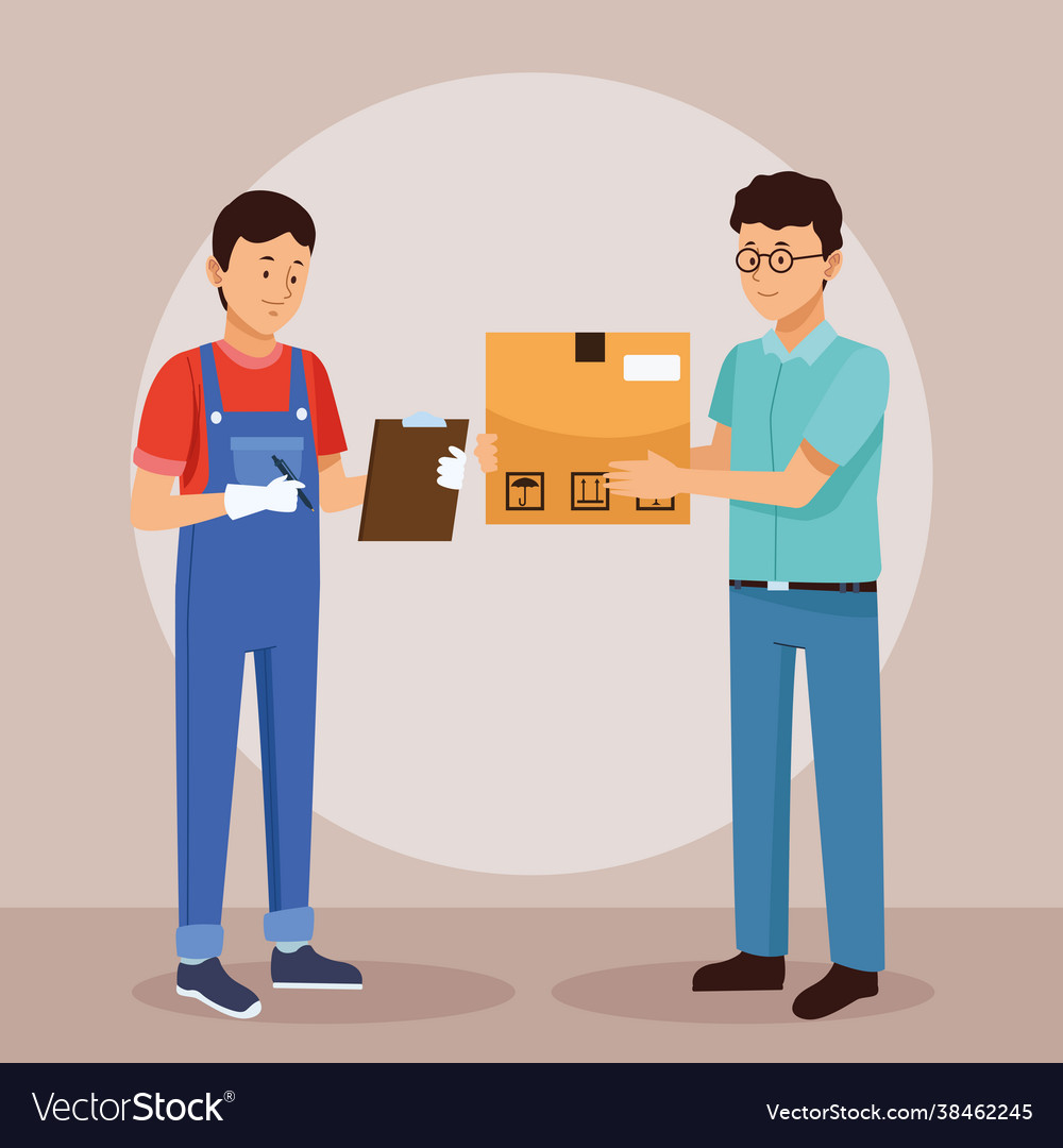 Customer and logistic worker Royalty Free Vector Image