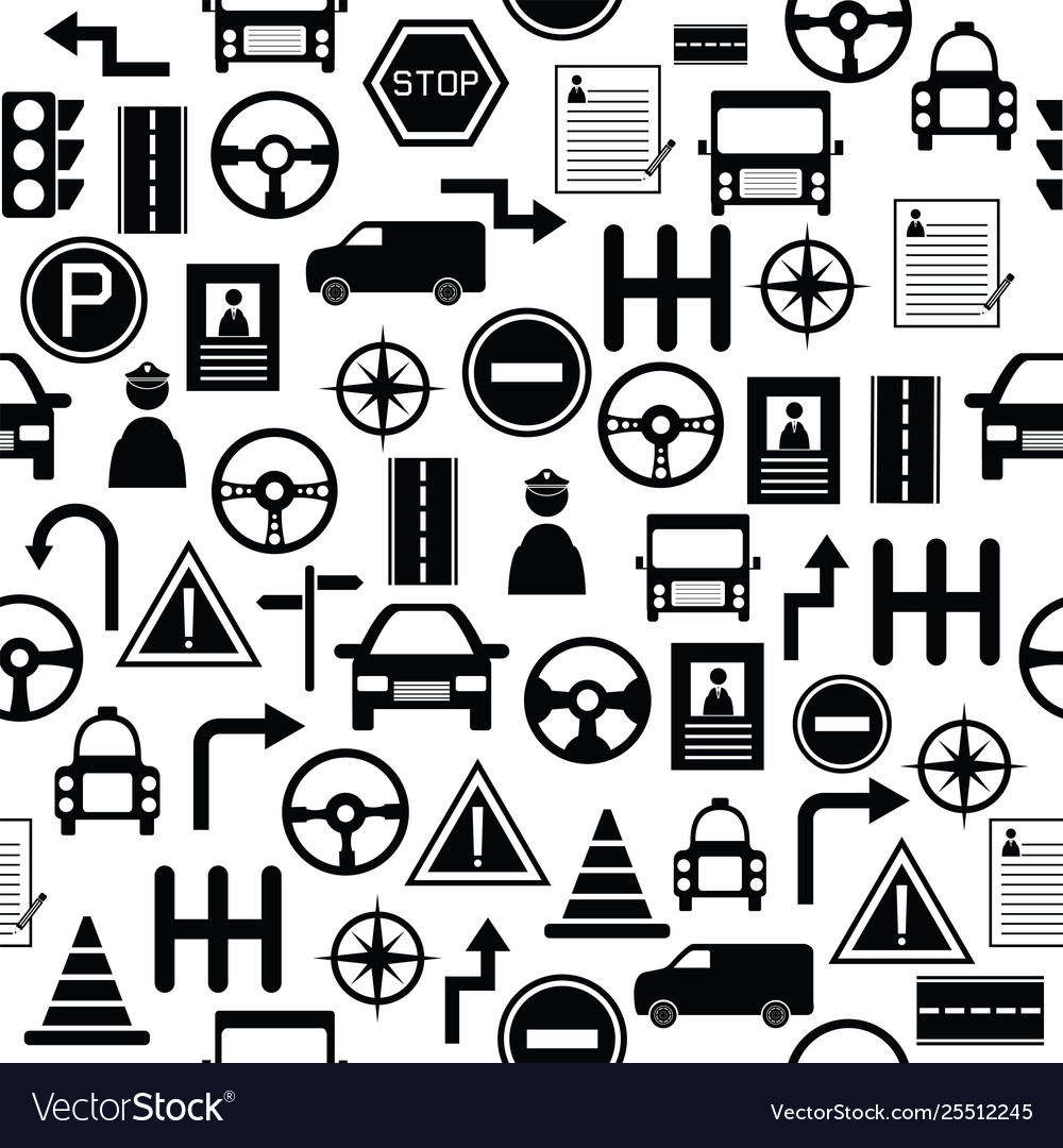 Driving school seamless pattern background icon