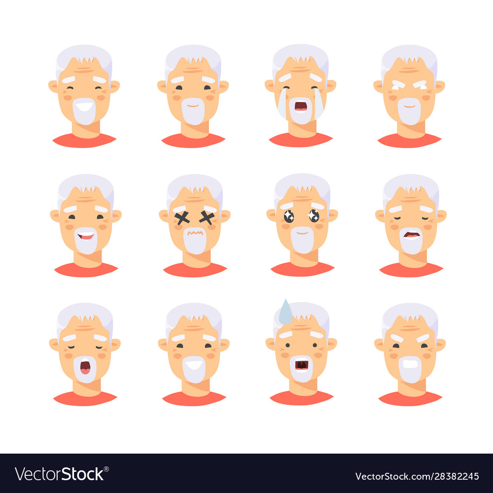 Set asian male emotional characters cartoon Vector Image Set asian male emotional characters cartoon Vector Image