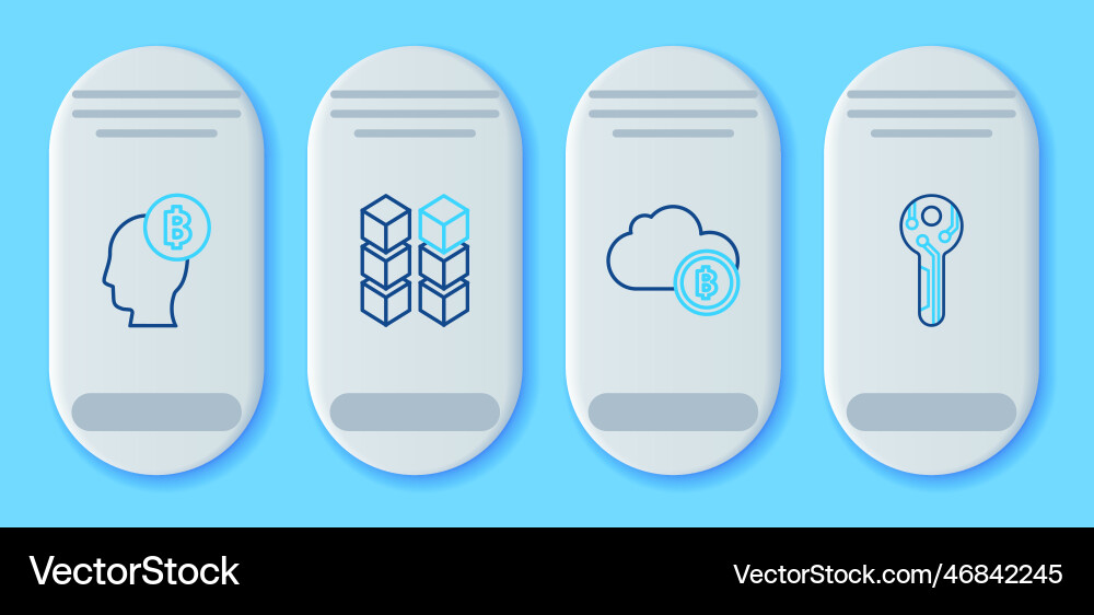 Set line blockchain technology cryptocurrency Vector Image