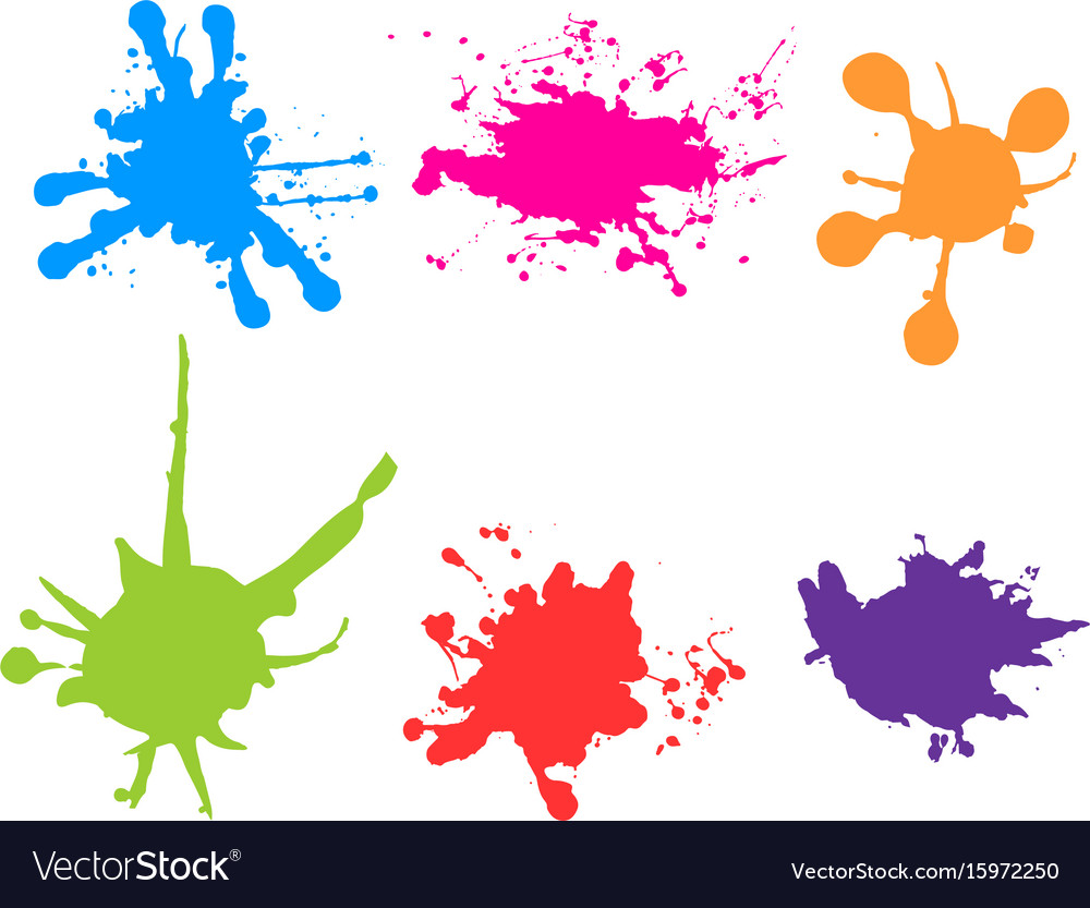 Color Paint Splatter Paint Splashes Set Royalty Free Vector