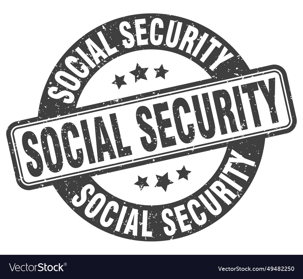 Social security stamp social security label round Vector Image