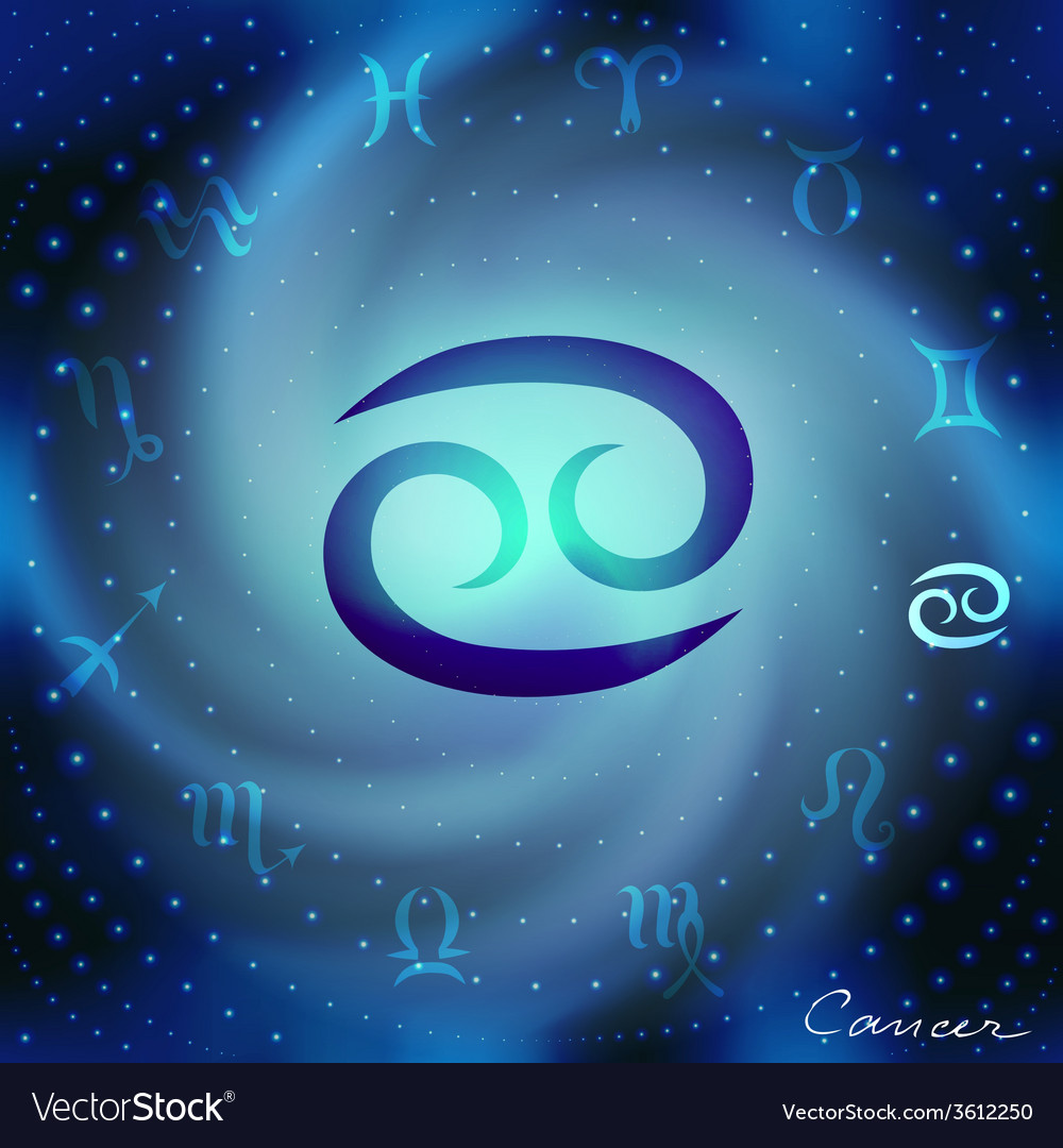 Space spiral with astrological Cancer symbol Vector Image