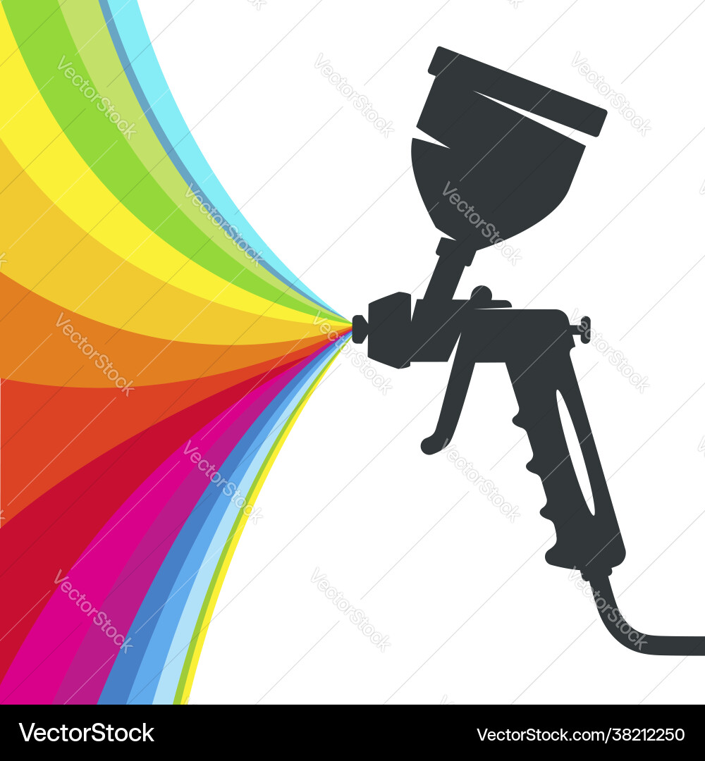 Spray gun and colored paint Royalty Free Vector Image
