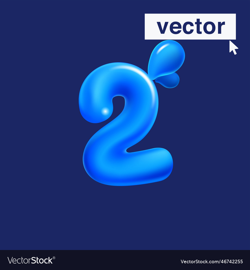 2 logo number two made of blue clear water and Vector Image