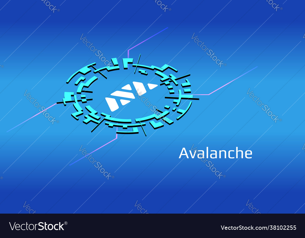 Avalanche avax isometric token symbol defi Vector Image