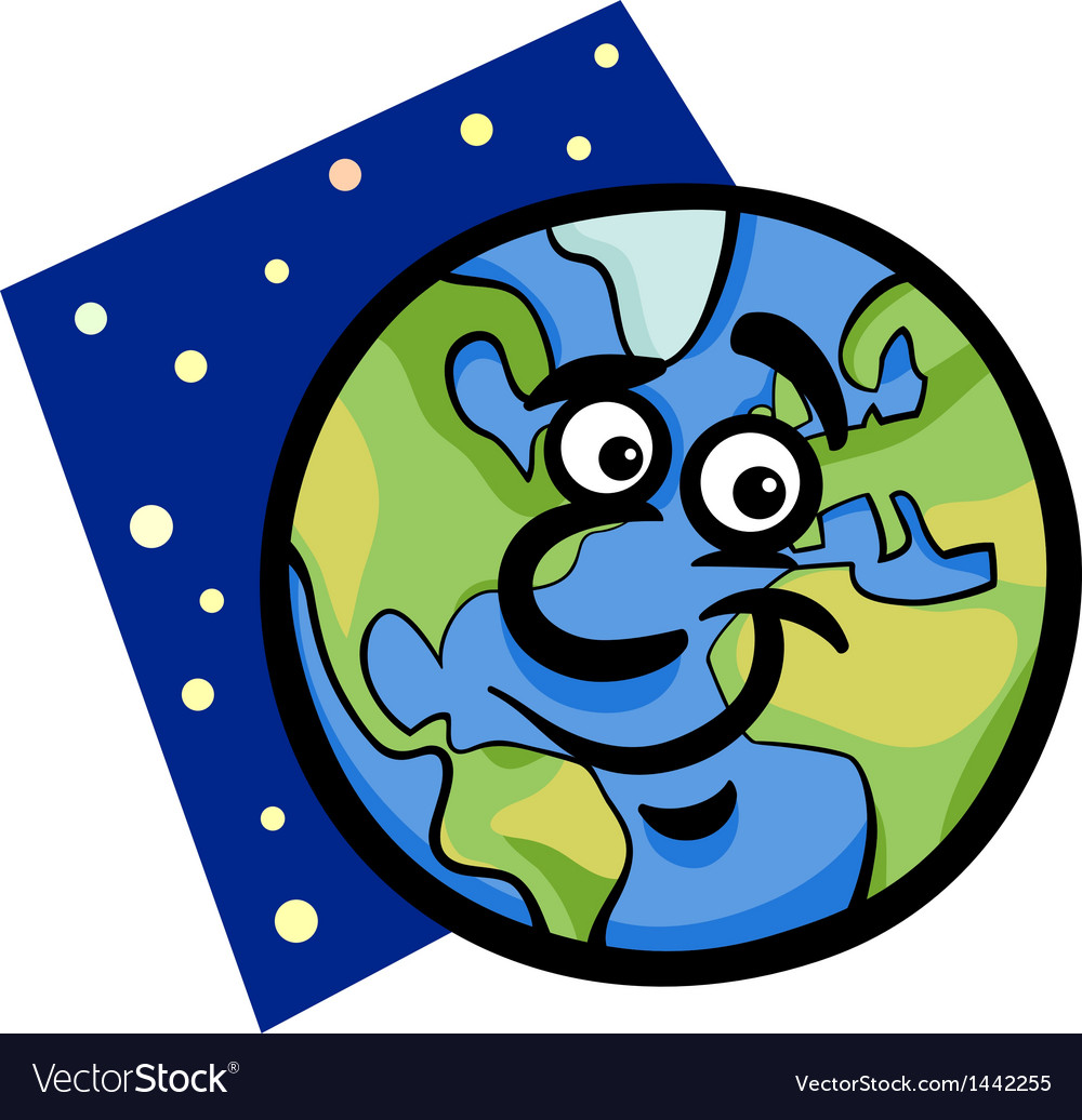 Funny earth planet cartoon Royalty Free Vector Image