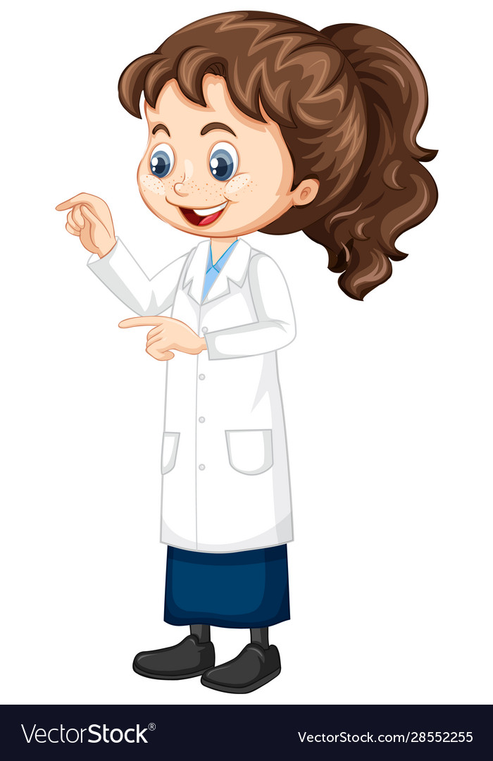 Girl wearing lab gown on isolated background Vector Image