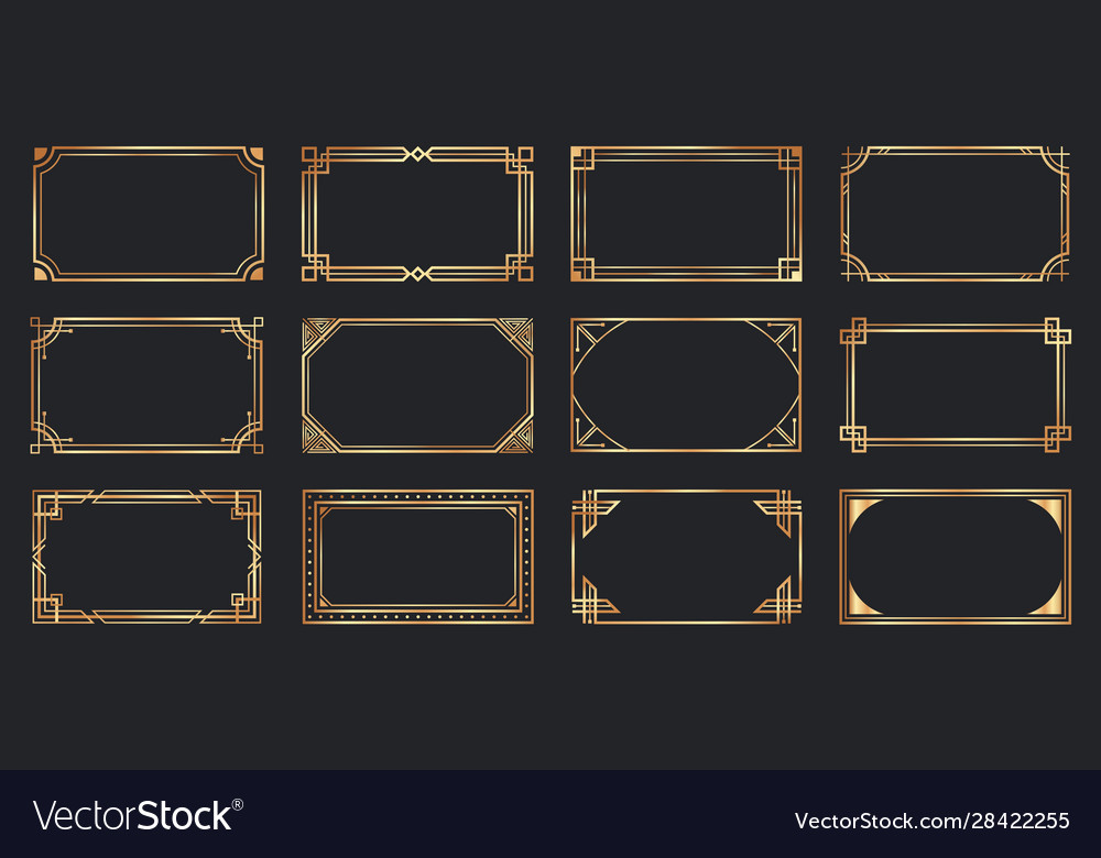 Golden Ard Deco Frames Vintage Decorative Frame Vector Image