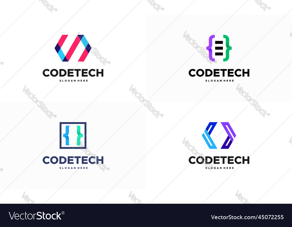 Set of modern coding logo designs concept Vector Image