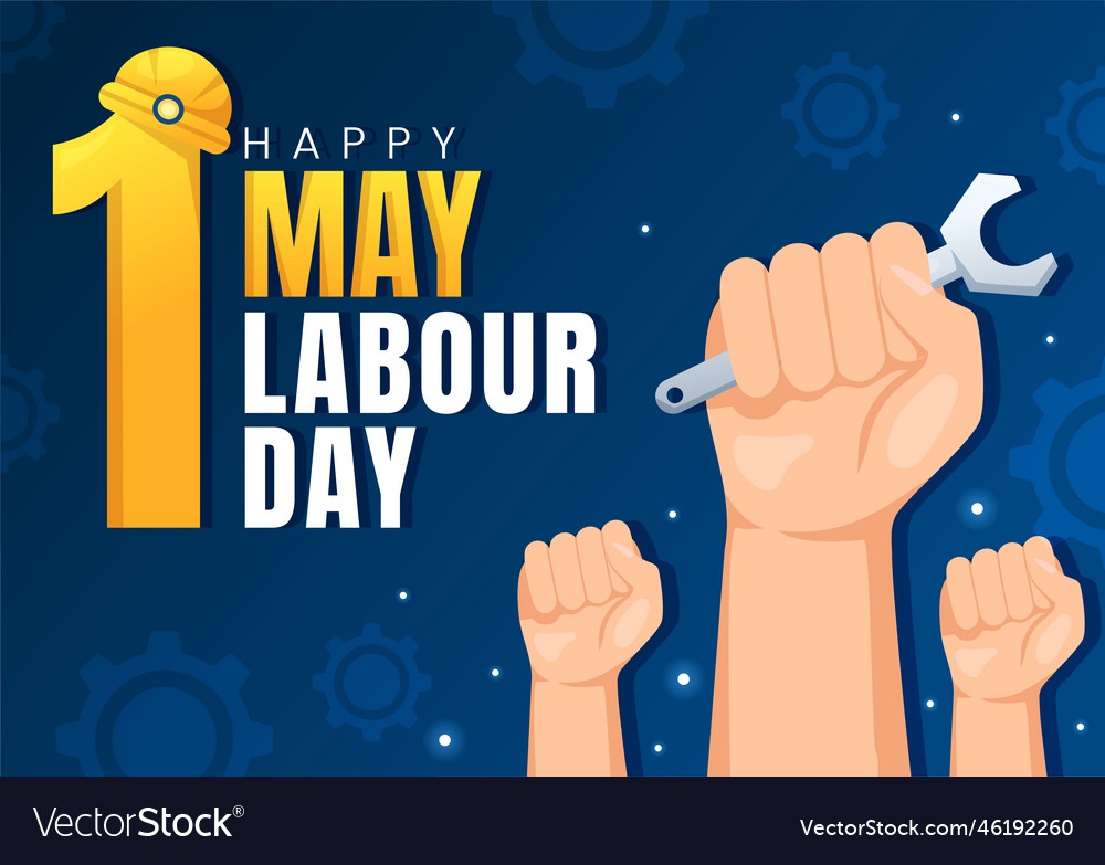 Happy labor day on 1 may with different Royalty Free Vector