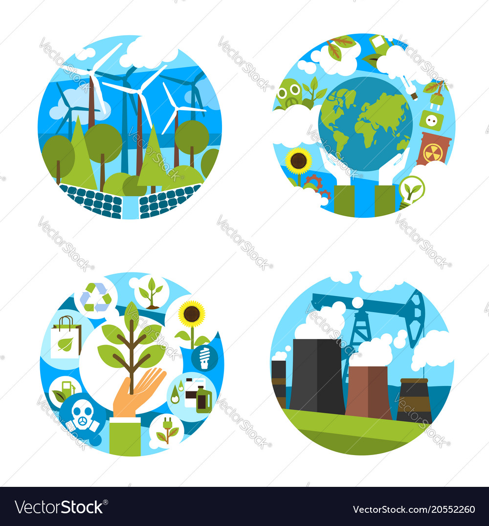 Icons for green nature environment ecology Vector Image