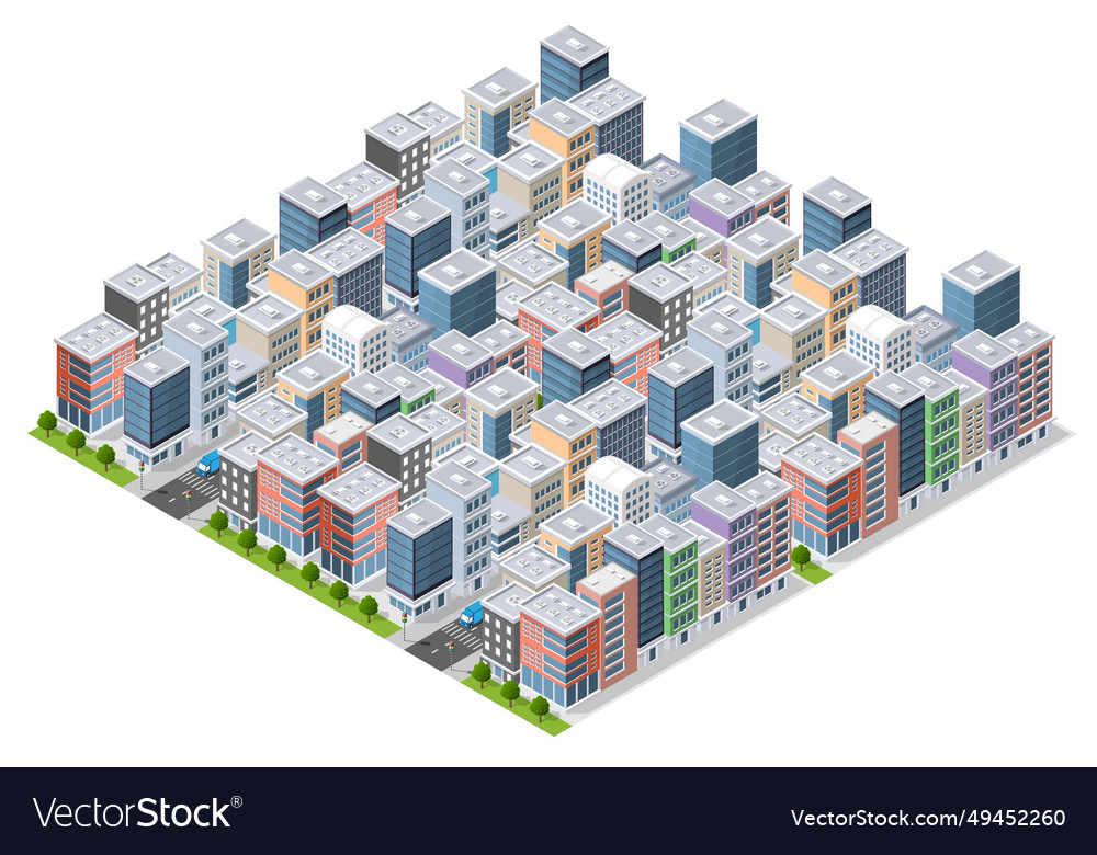 Isometric urban megalopolis top view of the city Vector Image