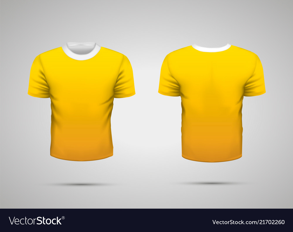 Mockup of blank yellow realistic sport t-shirt Vector Image