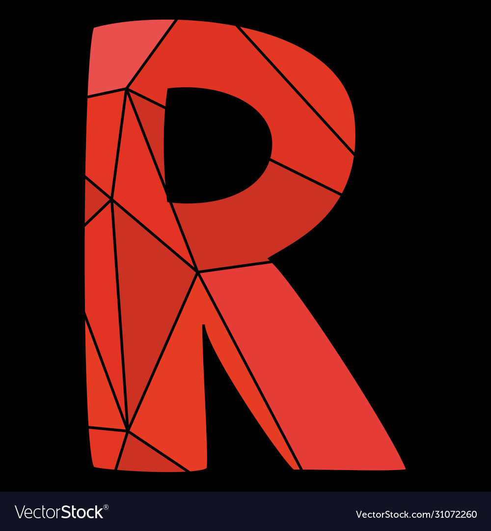 R Red Alphabet Letter Isolated On Black Background