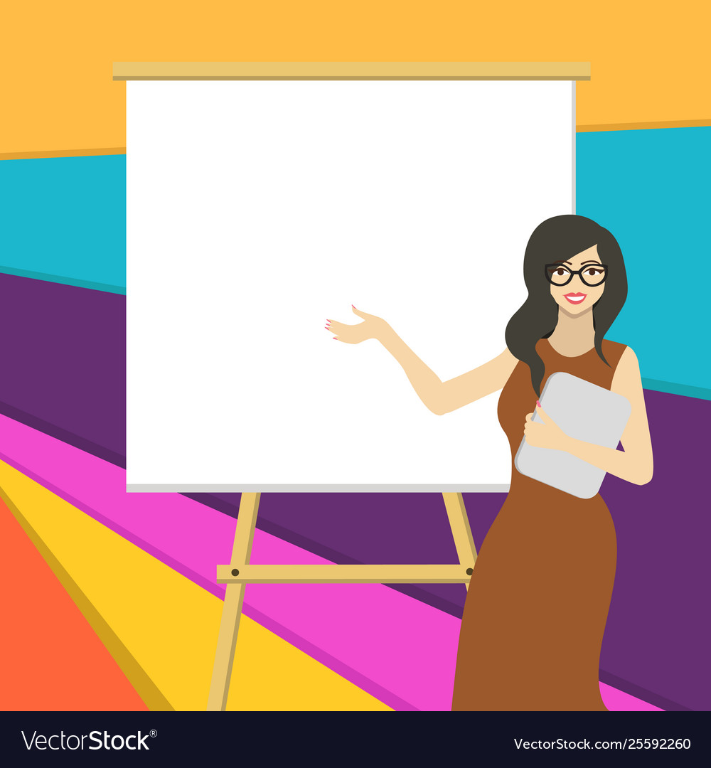 Smiling white female in glasses standing blank Vector Image