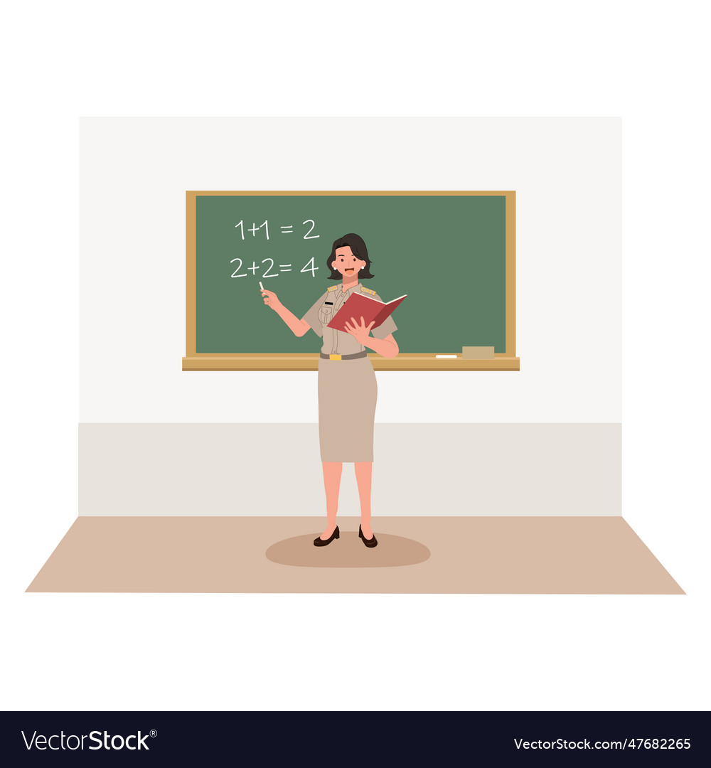 Asian thai woman teacher in brown government Vector Image