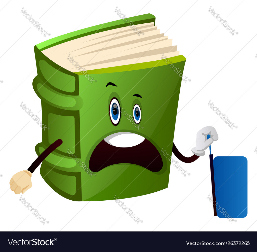 Cartoon book character is holding suitcase Vector Image