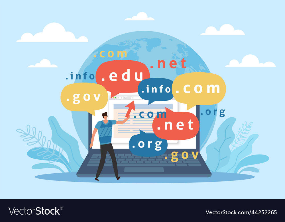 Domain name selection web address registry huge Vector Image