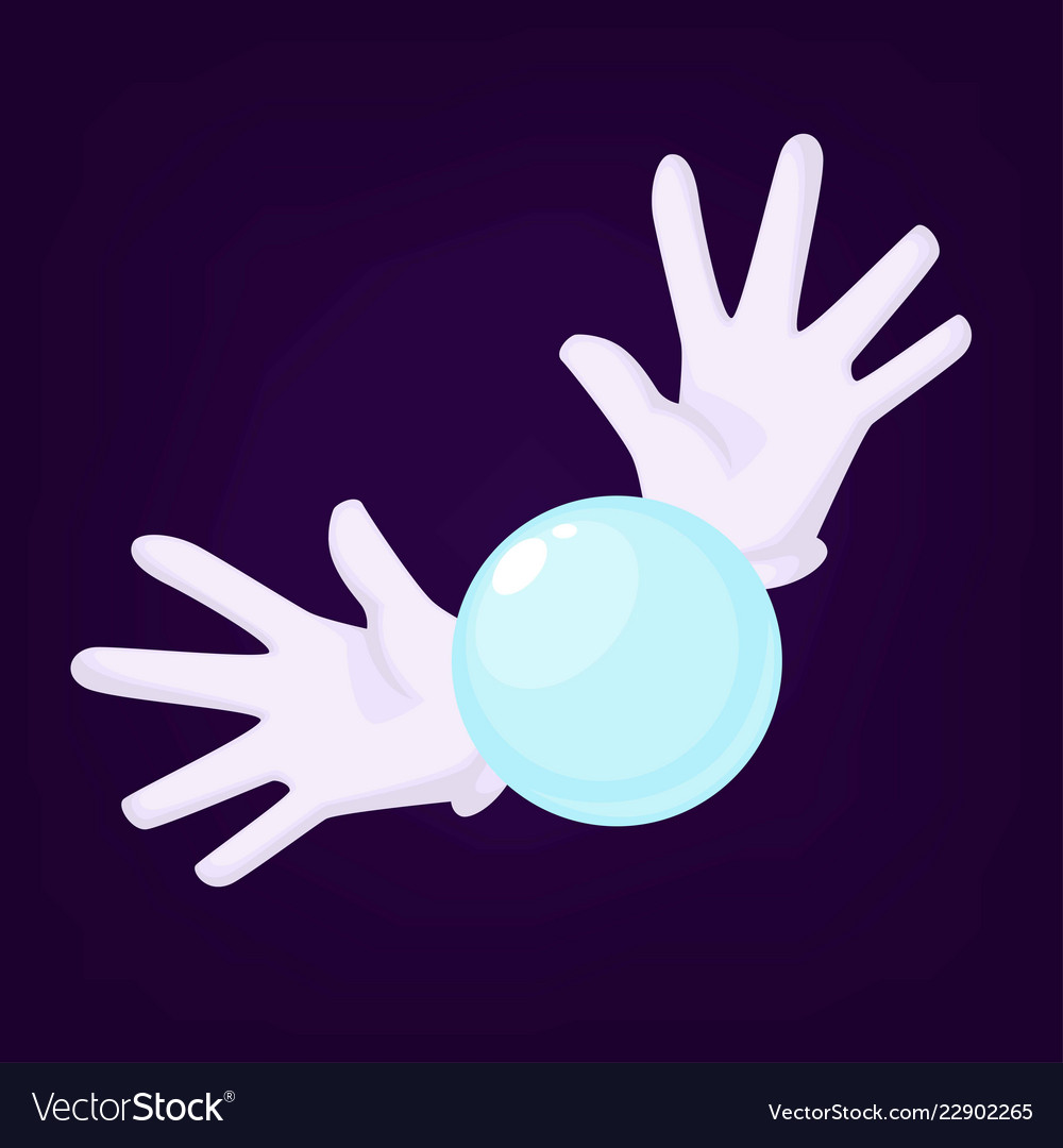Magicians hands wearing gloves holding crystal Vector Image