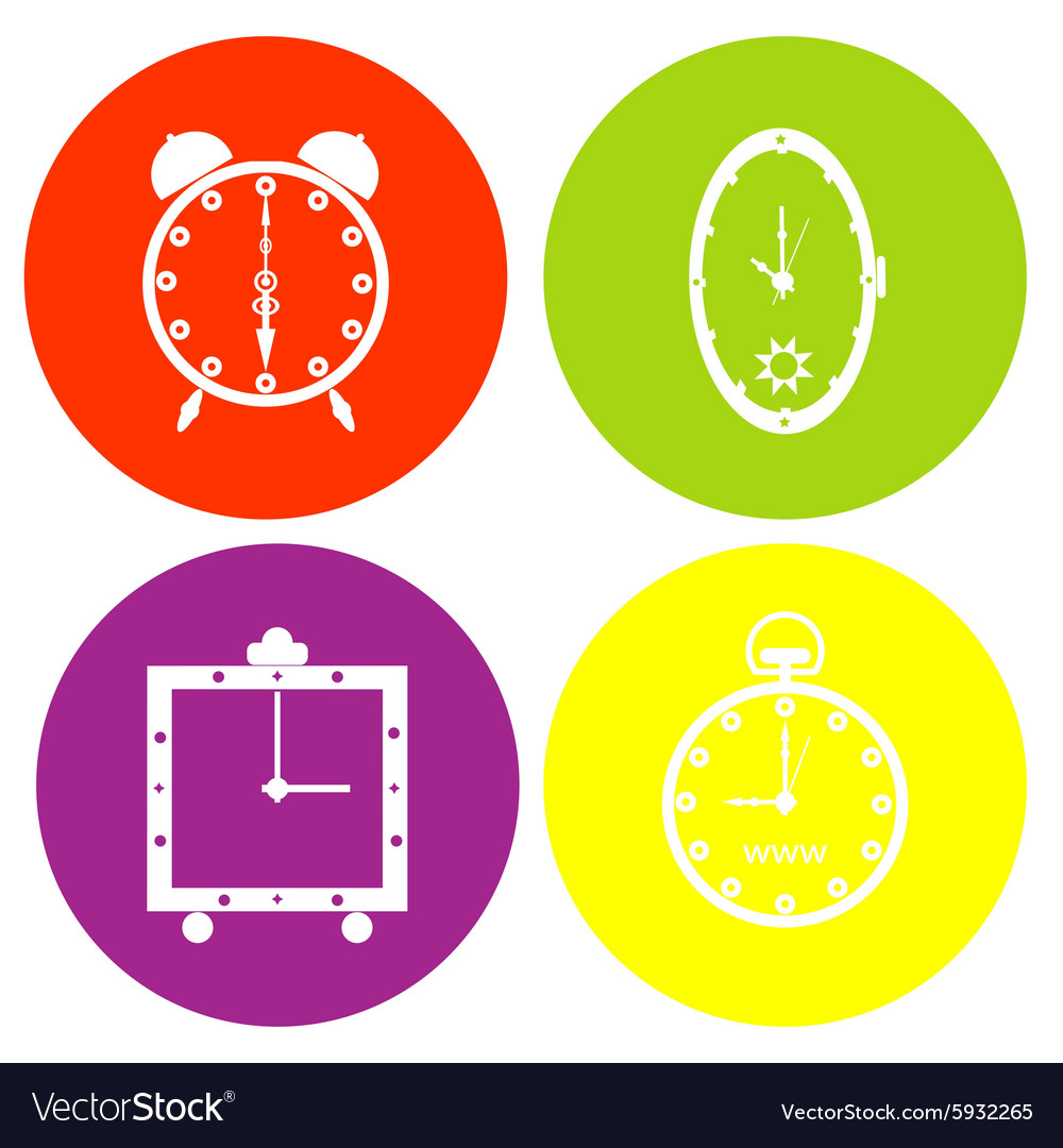 Monochrome icon set with clock Royalty Free Vector Image