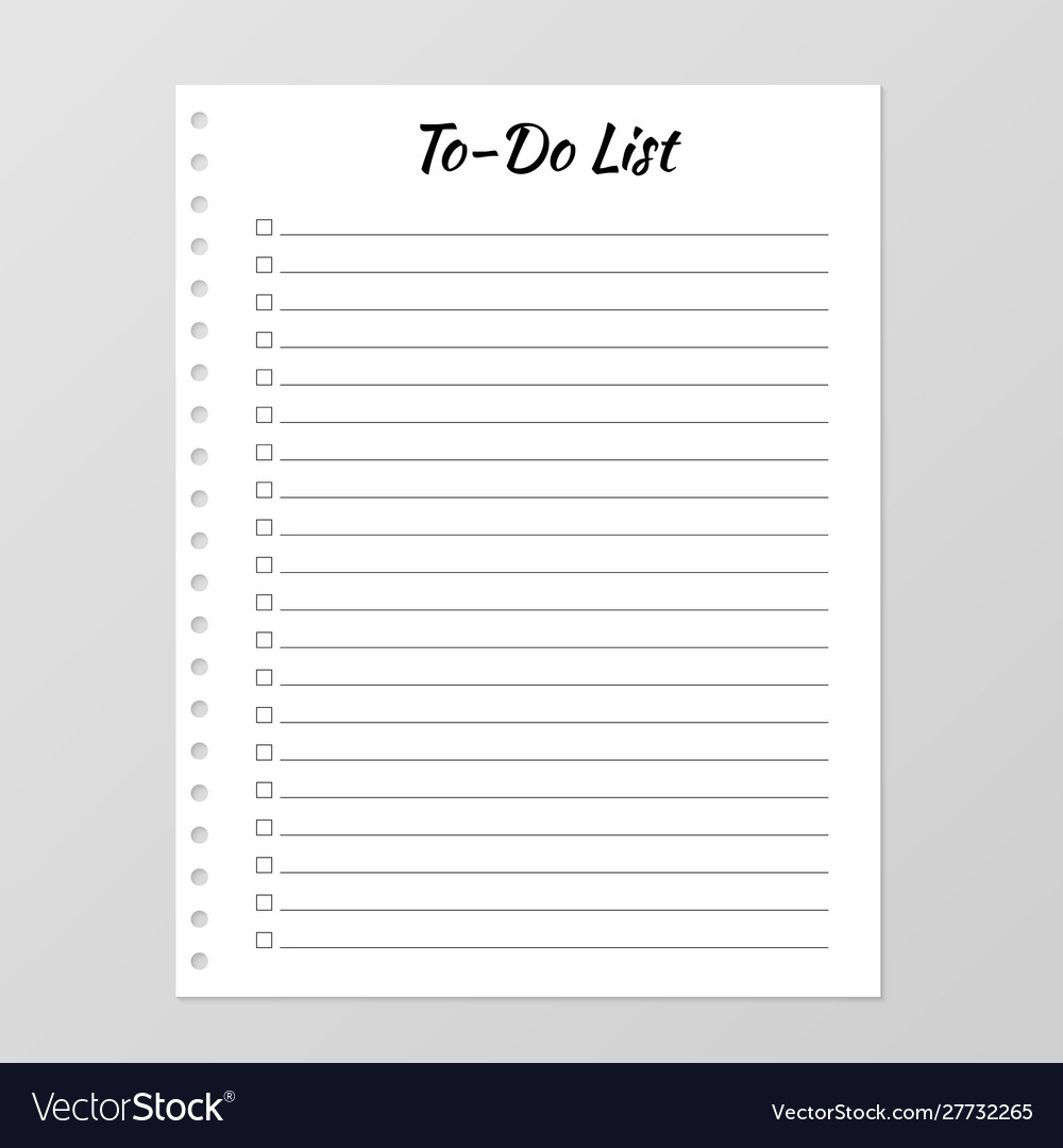 To do list template daily planner page lined Vector Image In Blank To Do List Template