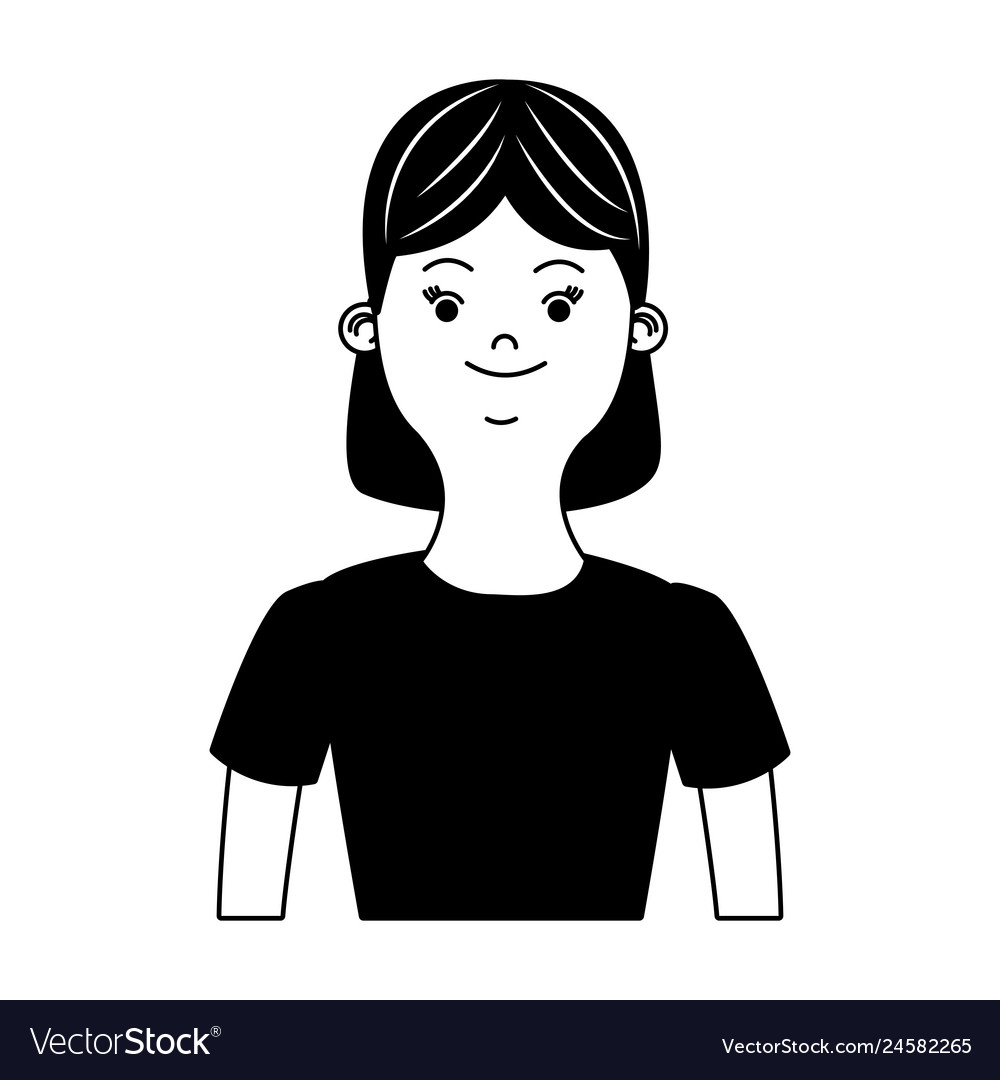 Woman Profile Cartoon Scribble In Black And White Vector Image