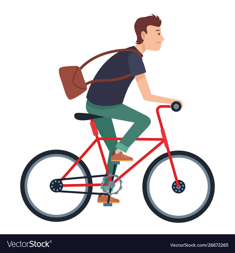 Young man riding on bicycle cartoon Royalty Free Vector