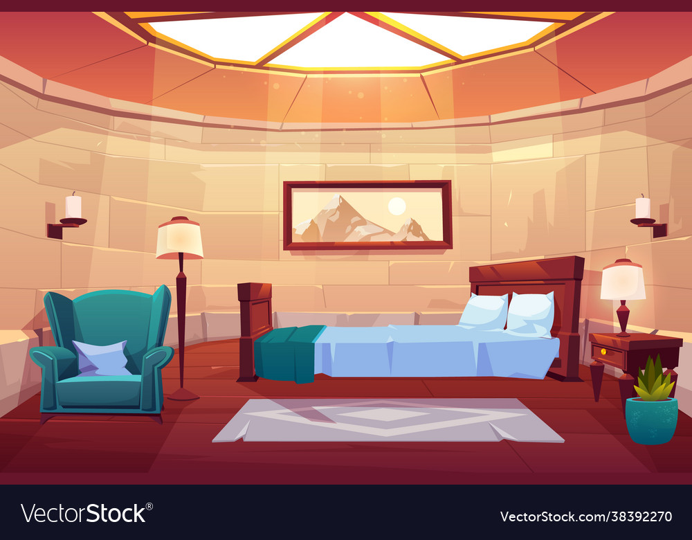 Bedroom in castle or palace empty sunny apartment Vector Image