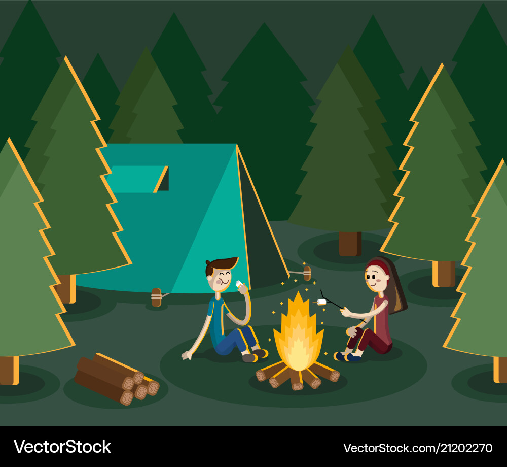 Camping flat Royalty Free Vector Image - VectorStock