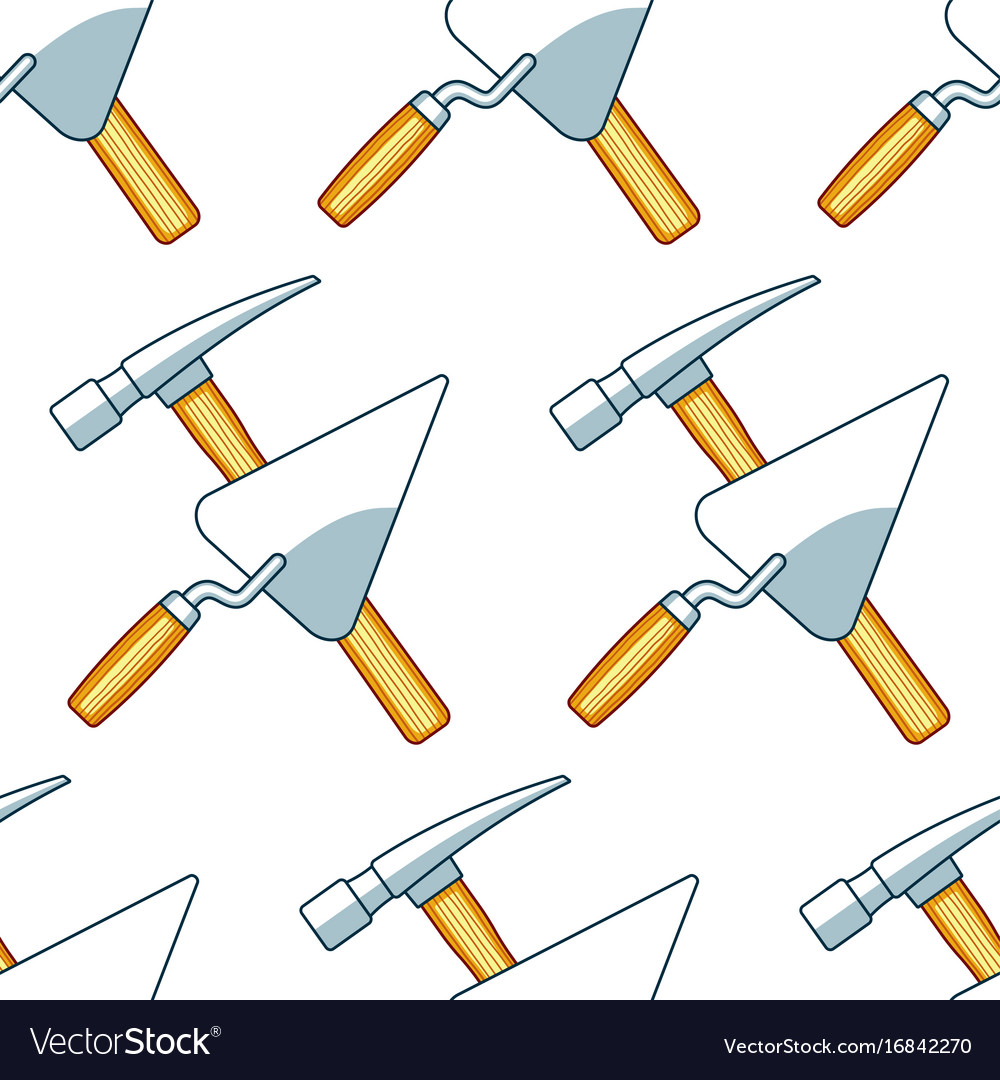 Crossing hammer and trowel pattern Royalty Free Vector Image