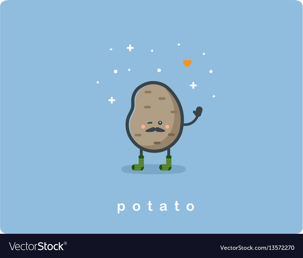 Flat potato icon food cartoon cute character