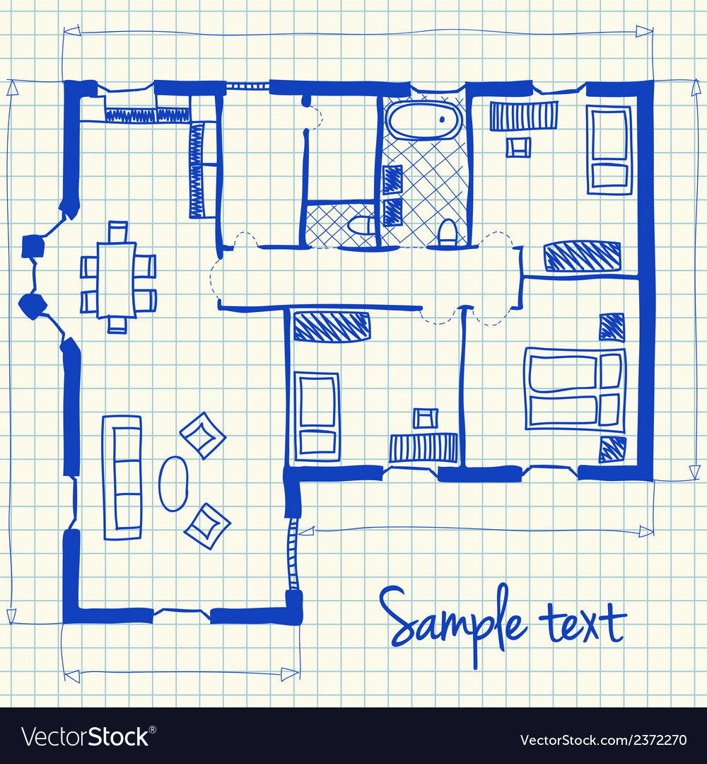House plan doodle Royalty Free Vector Image - VectorStock House plan doodle Royalty Free Vector Image - VectorStock