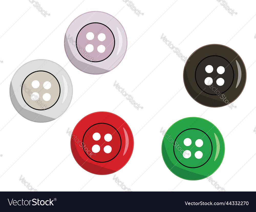 Plastic clothing buttons on a white background Vector Image