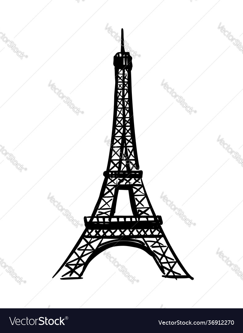 Sketch eiffel tower romantic symbol in france Vector Image