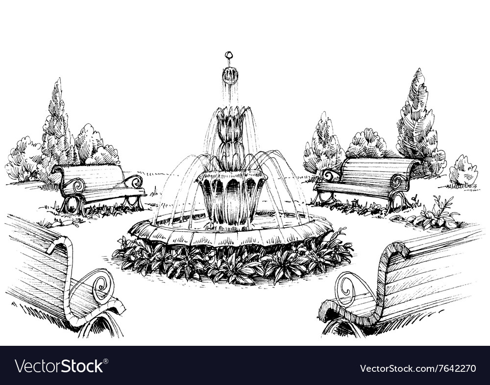 Water fountain in the park Royalty Free Vector Image