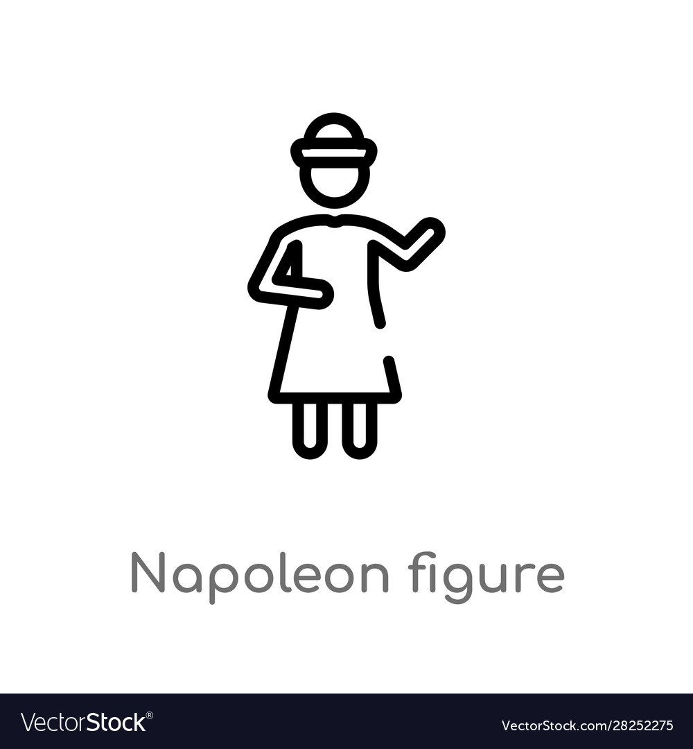 Outline napoleon figure icon isolated black Vector Image