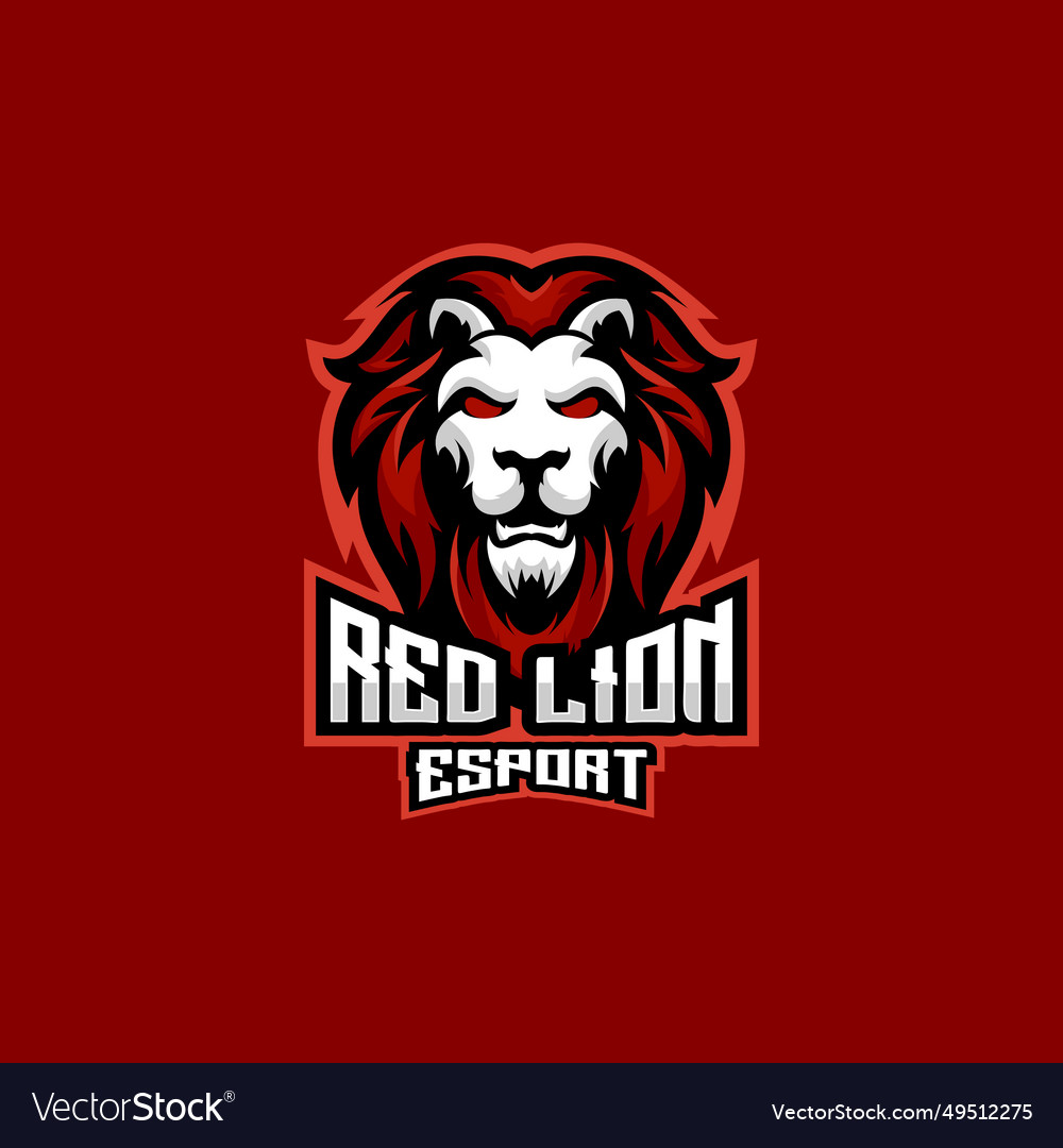 Red lion logo esport team design gaming mascot Vector Image