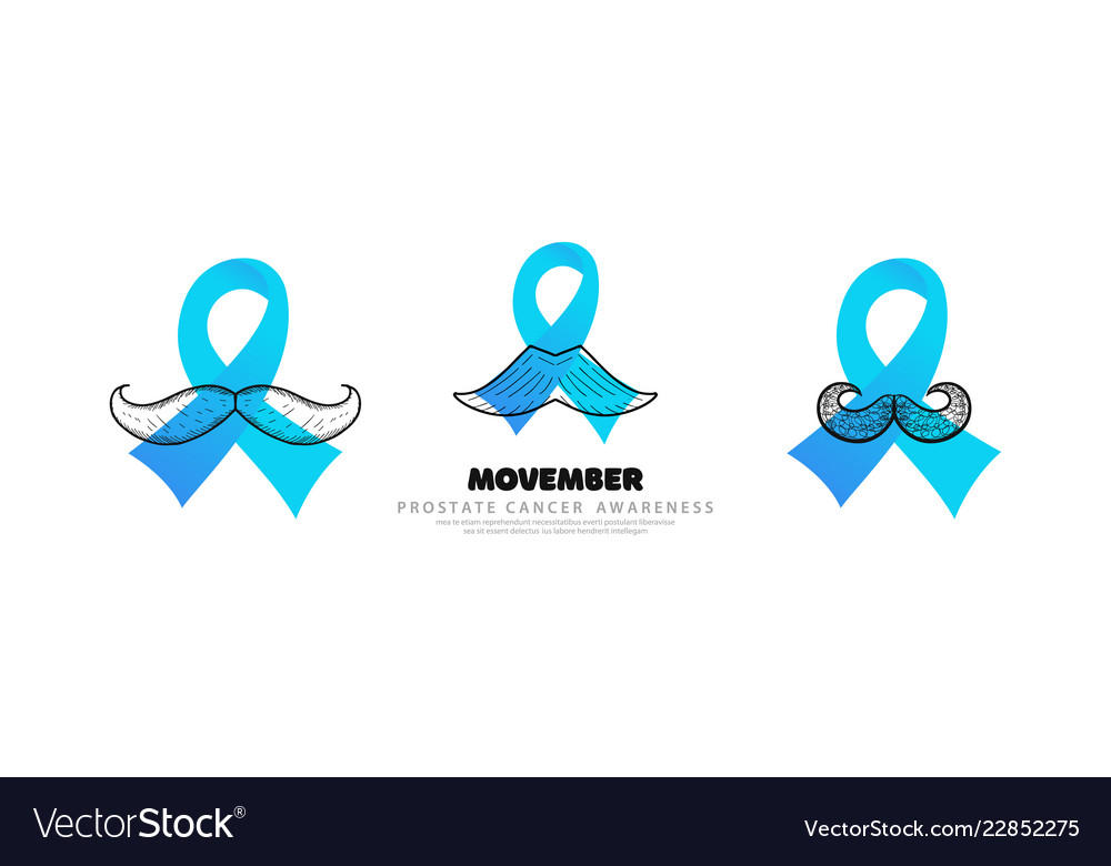 Template logos for prostate cancer with moustache Vector Image